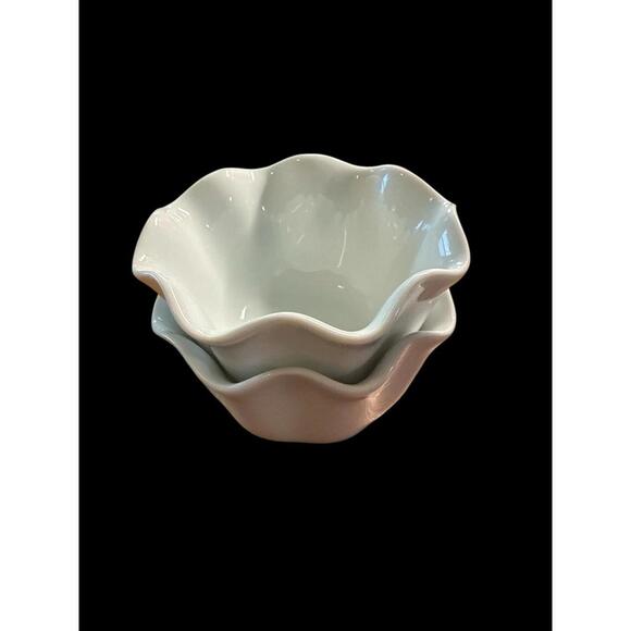 Pier 1 Imports Small White Bowls Dipping Sauce Berry Dessert 3¼"x2" Set of 2 - Picture 3 of 4